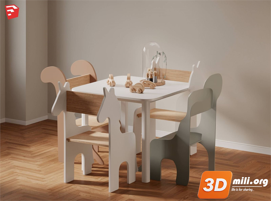 Kid's table and chairs Skp Files 